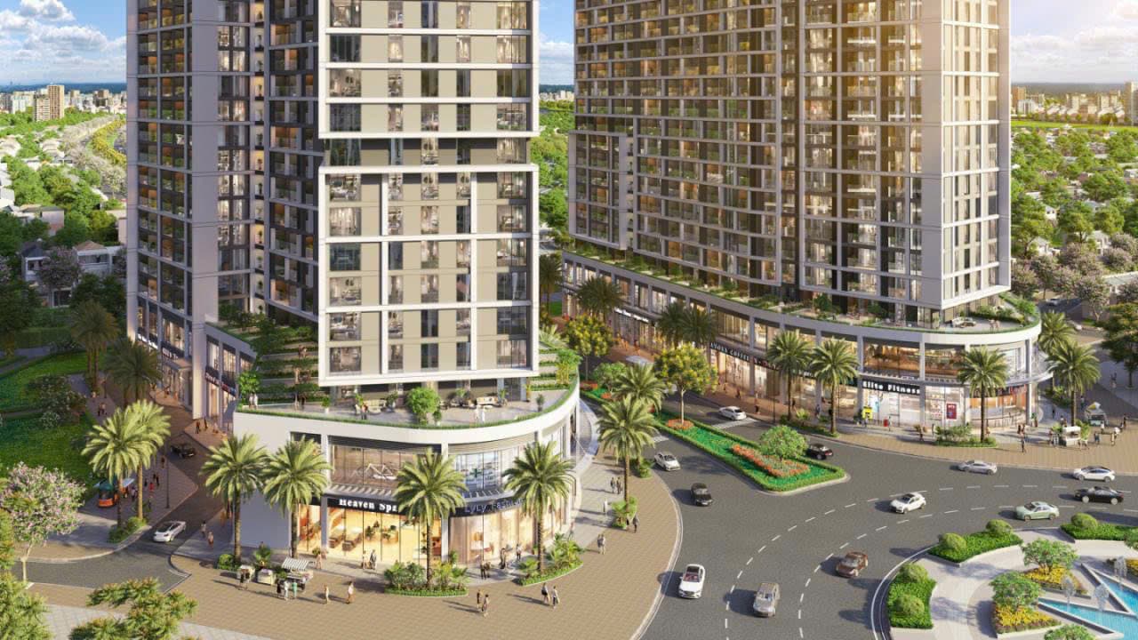 Khối đế shophouse dự án Sun Cora Tower. Ảnh: Sun Property.